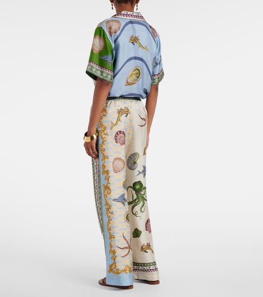 Bath House printed silk wide-leg pants
