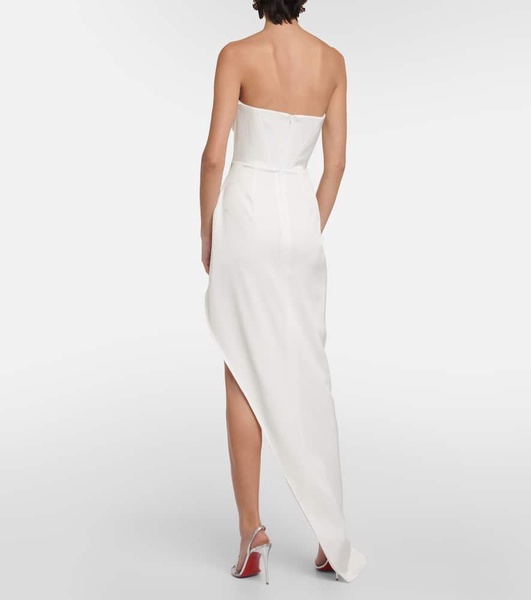 Bridal draped satin crêpe bustier gown