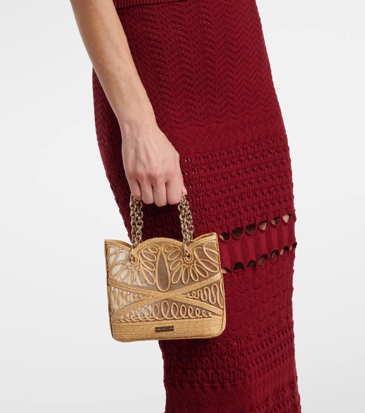Kahlo Mini logo raffia tote bag