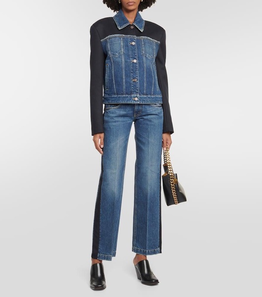 Twill-paneled denim jacket