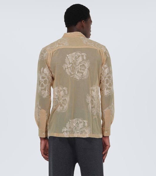 Moth Veil embroidered cotton mesh shirt