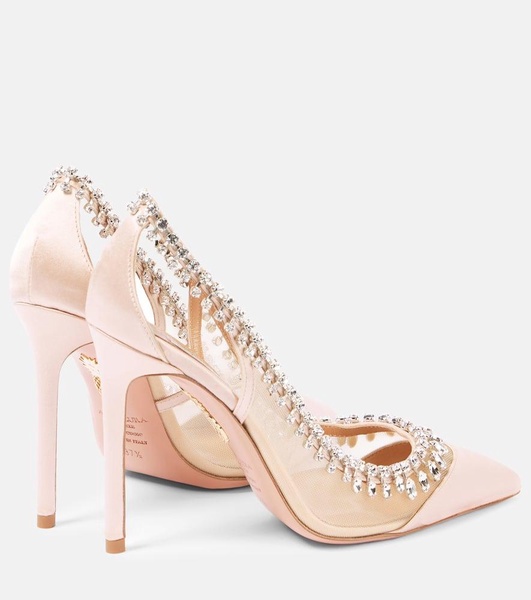 Crystal Crush 105 satin and mesh pumps