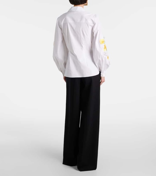 Floral cotton-blend poplin shirt