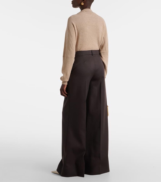 High-rise wool wide-leg pants