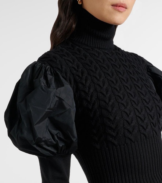 Fune taffeta-trimmed wool-blend sweater