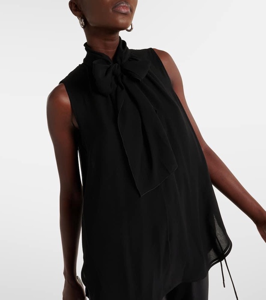 Mela bow-detail silk top