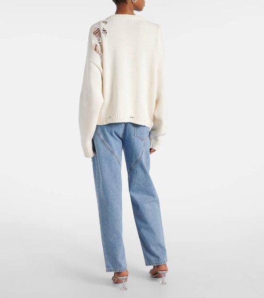 Crystal-embellished cotton and cashmere cardigan