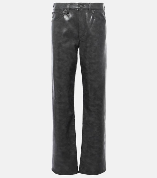 Sloane mid-rise leather straight pants