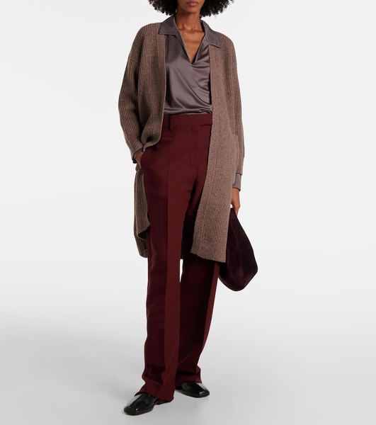 Emblema ribbed-knit wool-blend cardigan