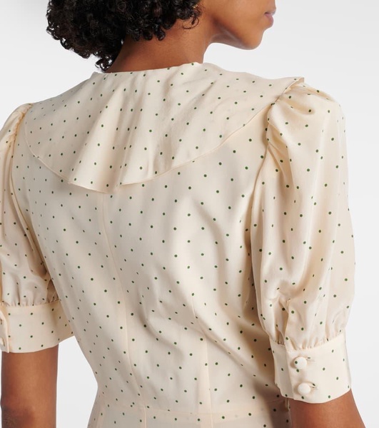 Polka dot silk wrap dress