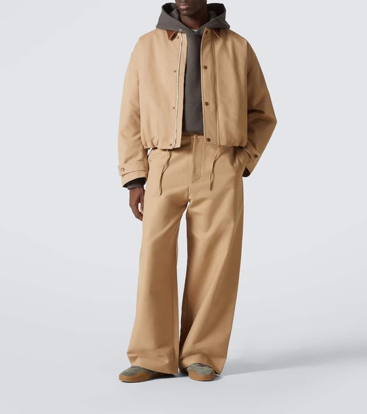 Cotton twill wide-leg pants