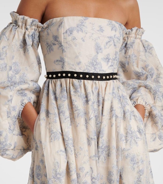 Alheli balloon-sleeve floral maxi dress