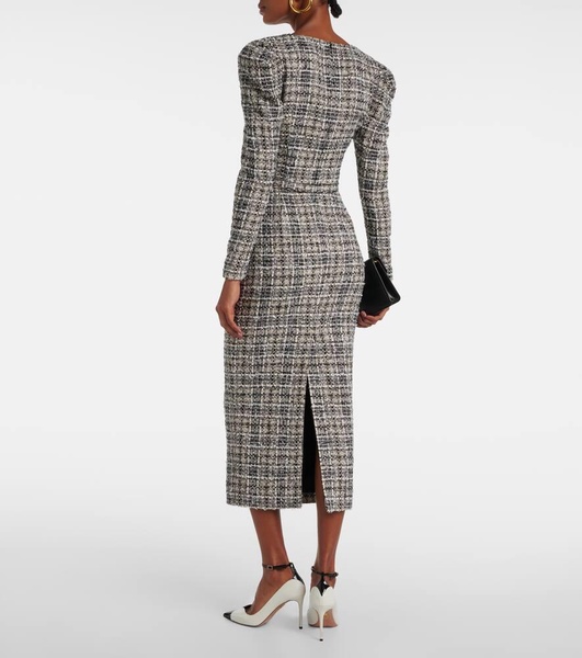 Belted Lurex® tweed midi dress