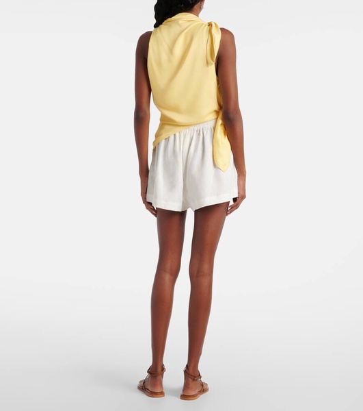Sol printed tie-neck top