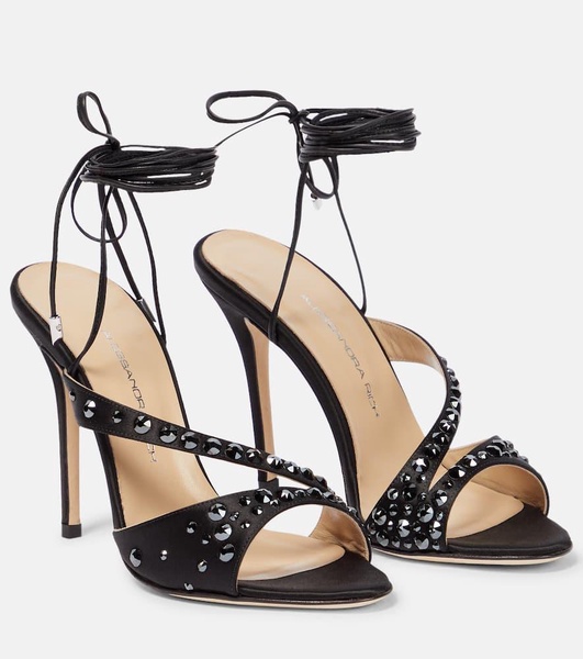 Embellished silk satin sandals