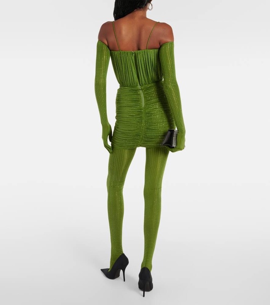 Crystal-embellished jersey tights