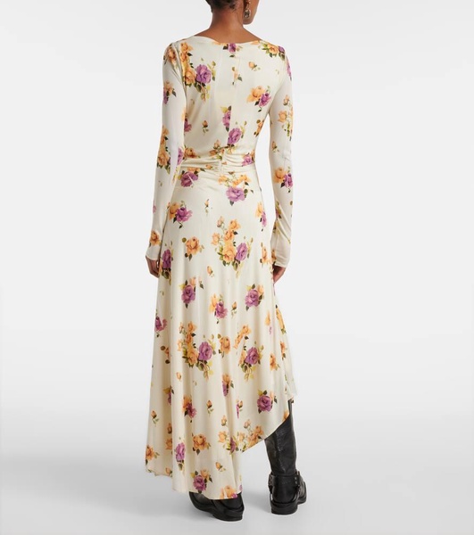 Edna floral asymmetric midi dress