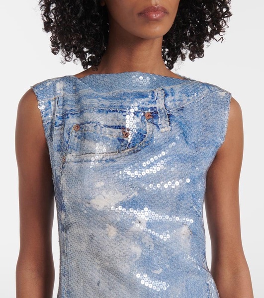 Sequined printed midi dress