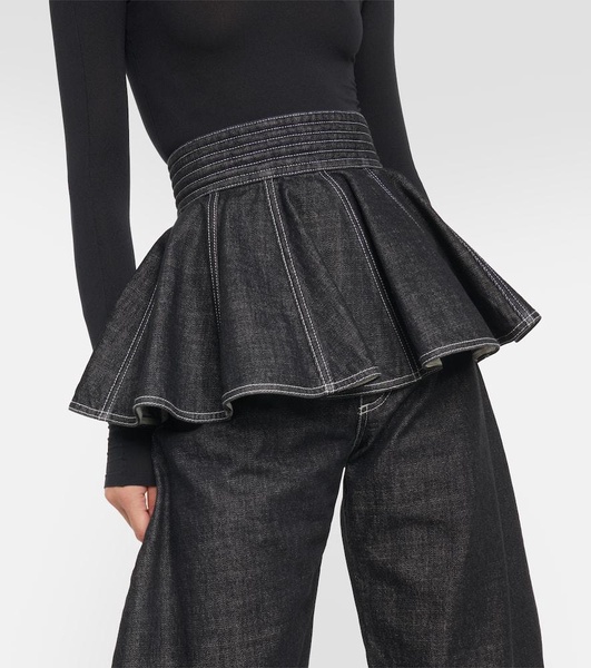 Peplum denim skirt belt