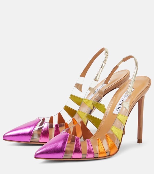 Hot Rumor leather and PVC 105 slingback pumps