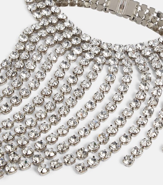 Crystal-embellished fringe necklace