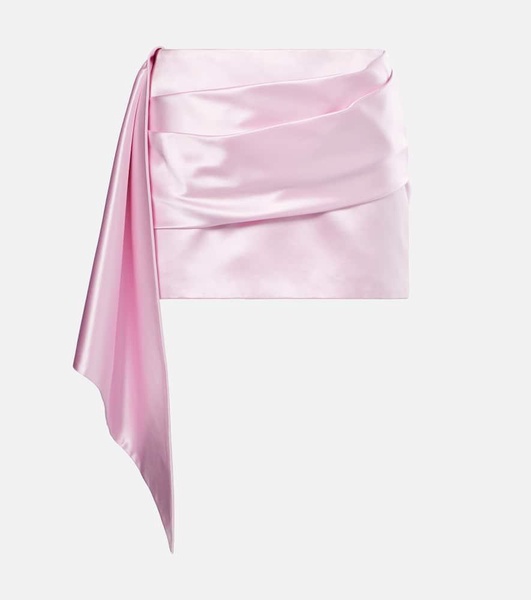 Draped asymmetric duchess satin miniskirt