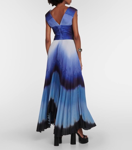Printed pleated maxi dress