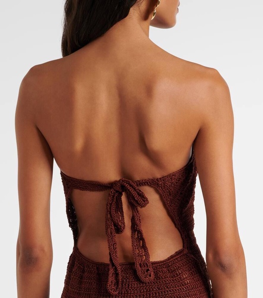 Floral crochet cotton bustier dress