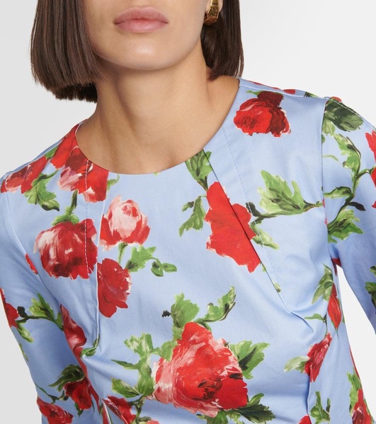 Printed cotton-blend mini dress