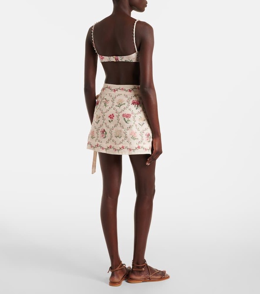 Luna floral linen wrap skirt
