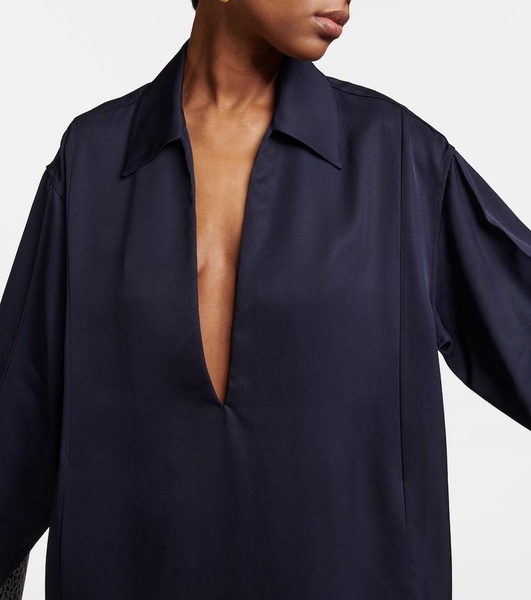 High-neck satin minidress