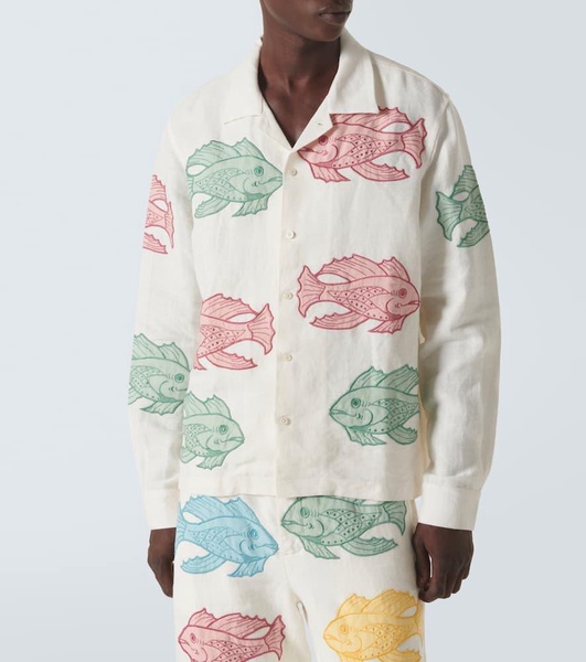 Piscine appliqué linen shirt