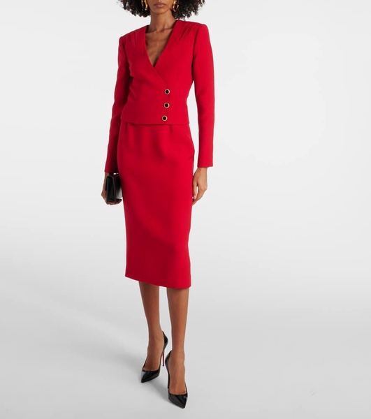Pleated wool blazer