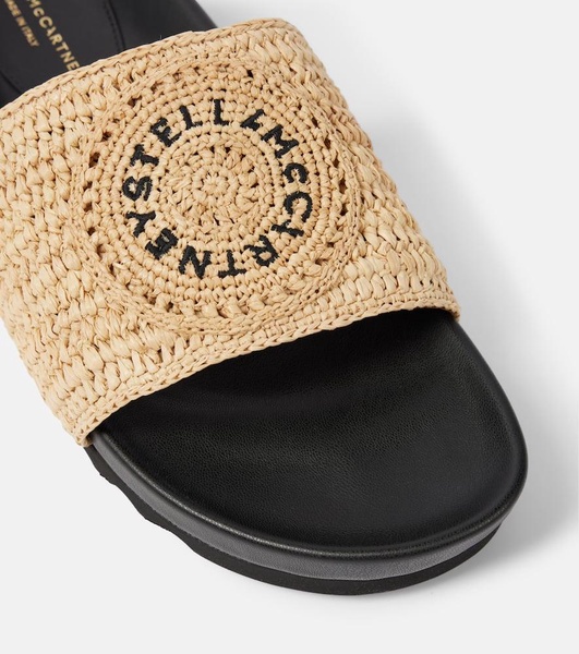 Elyse logo raffia slides