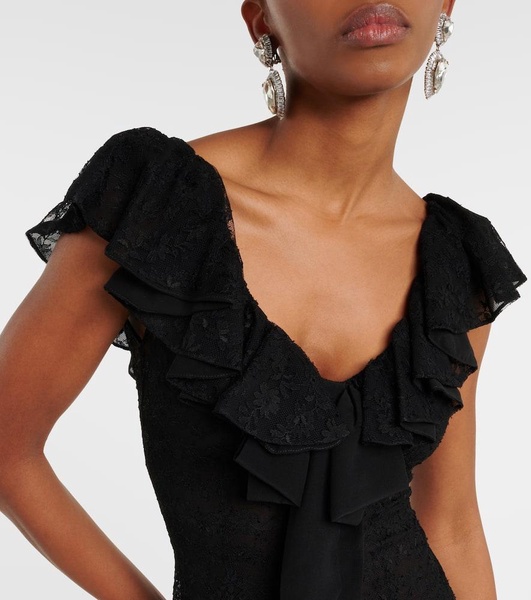 Bow-detail lace gown