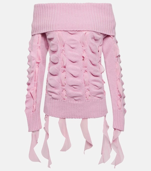 Rushed off-shoulder wool sweater