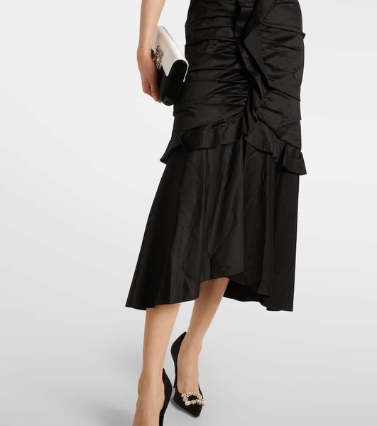 Ruffled cotton-blend midi dress