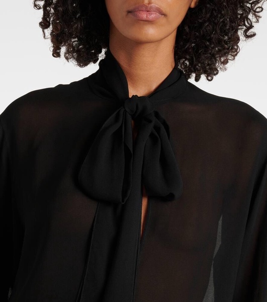 Tie-neck georgette blouse