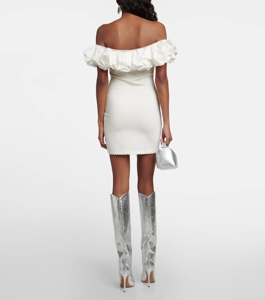 Off-shoulder ruffle-trimmed minidress