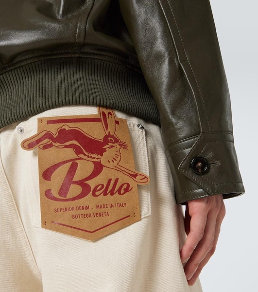Intrecciato leather blouson