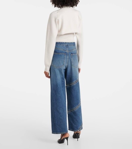 Zip-up wide-leg jeans