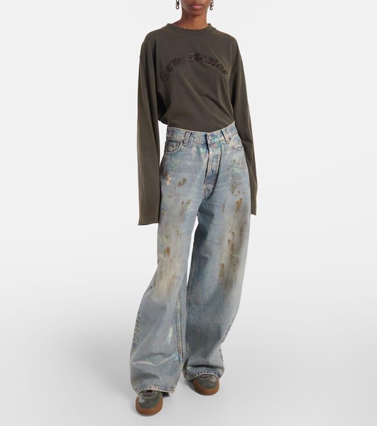 2023 coated mid-rise wide-leg jeans