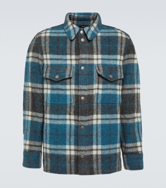 Checked wool and alpaca shirt jacket