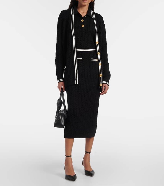 Cable-knit cotton cardigan