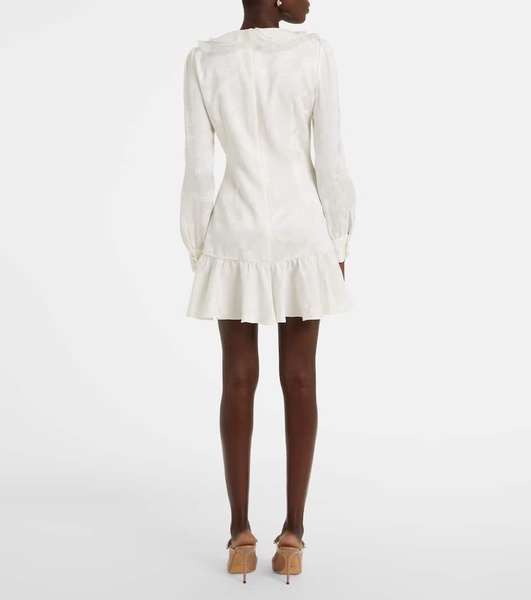 Bow-detail floral jacquard minidress
