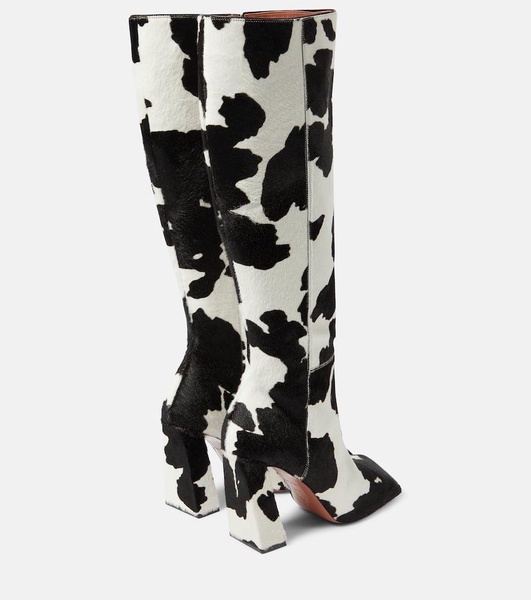 Marine calf hair knee-high boots