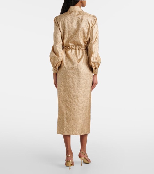 Ape belted silk twill maxi dress