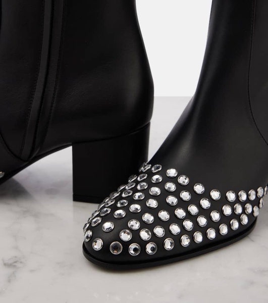 60 embellished leather ankle boots