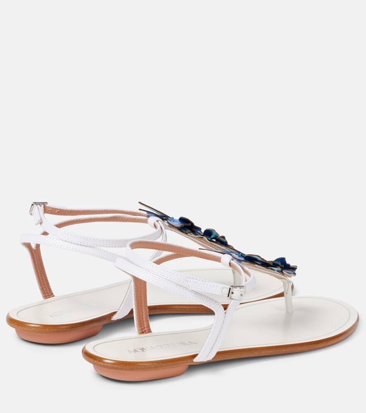 Papillon leather-trimmed canvas sandals