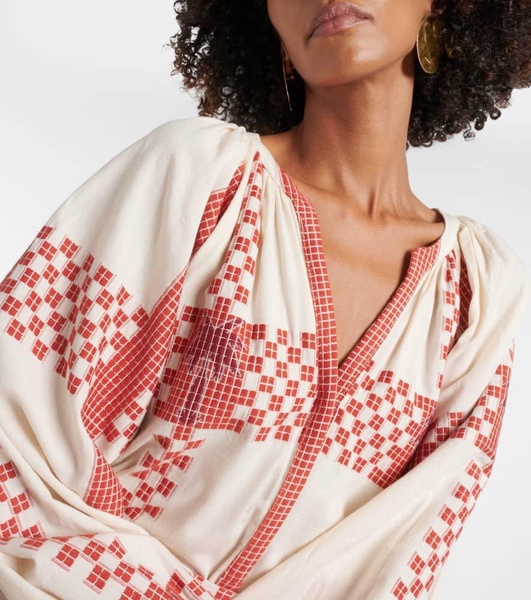 Printed cotton midi dress